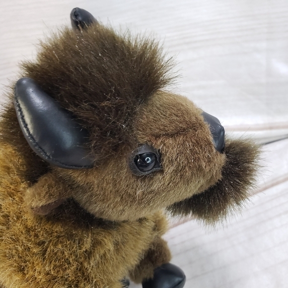 Soundprints Bison Buffalo 8 Inch Plush Stuffed Animal 1998 Faux Leather Accents - Picture 2 of 10